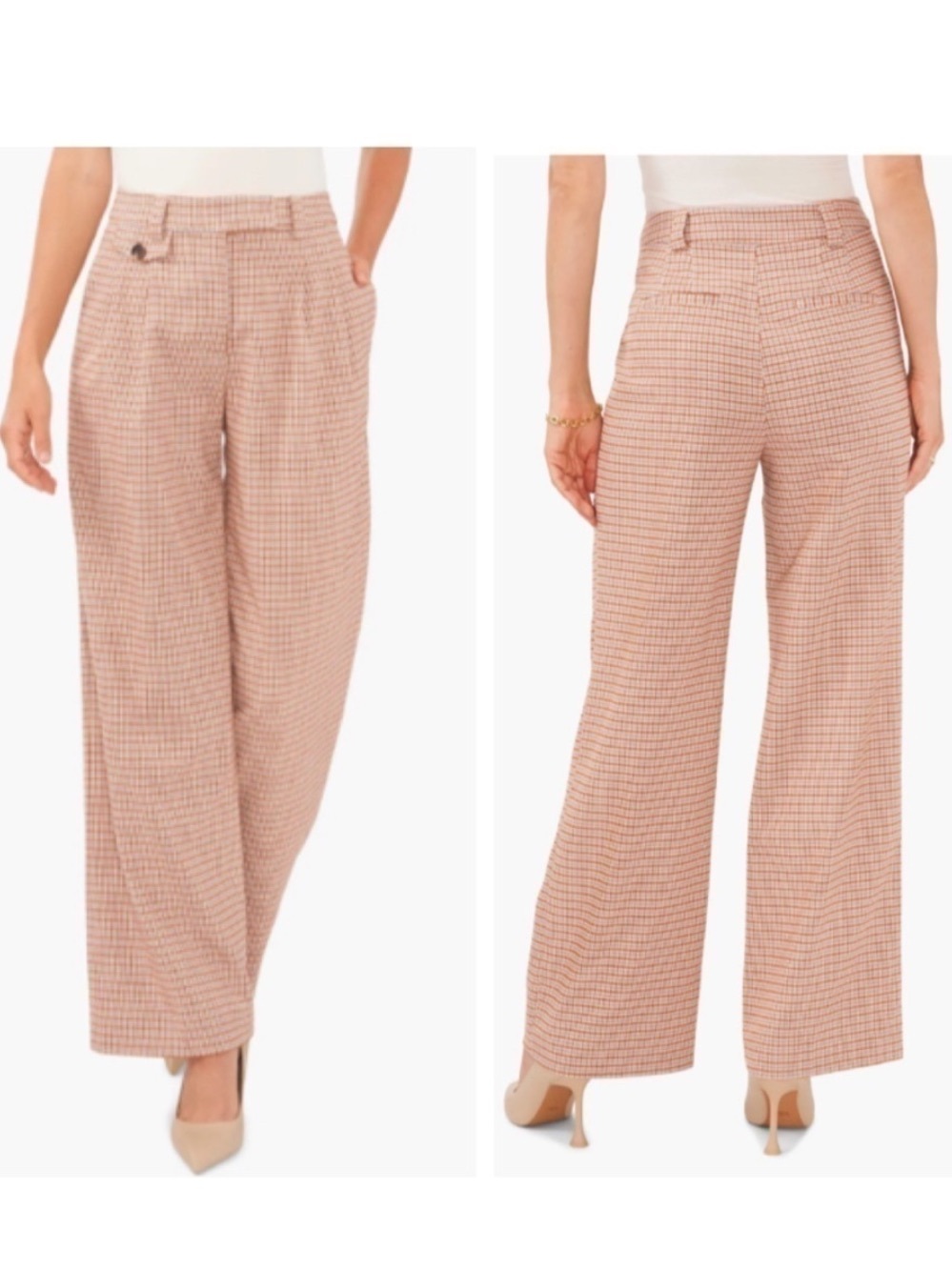 1 STATE Plaid Wide Leg Trouser NWT Size 12 Officecore Office Siren Boardroom